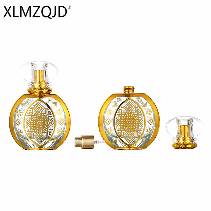 Picture of In-Stock B808-50Ml Electroplated Gold Pumpkin Glass Bottle with Rhinestones / Sub-Bottling Bottle / Spray Bottle / Press-Type Empty Bottle