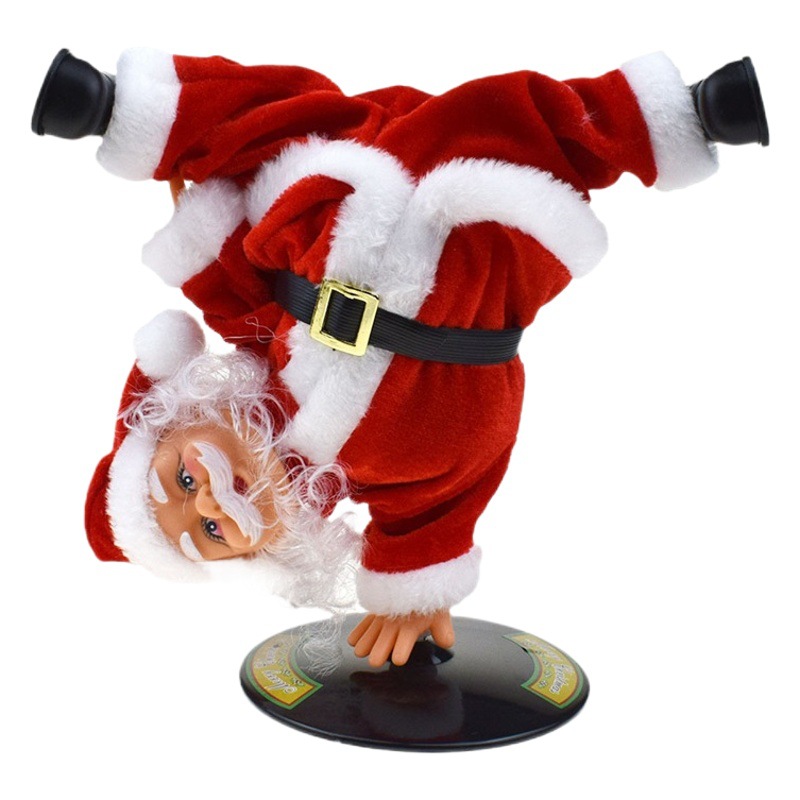 Novelty One-handed Handstand Rotating Stunt Electric Music Street Dance Santa Claus Toy Christmas Gift Cross-border Supply