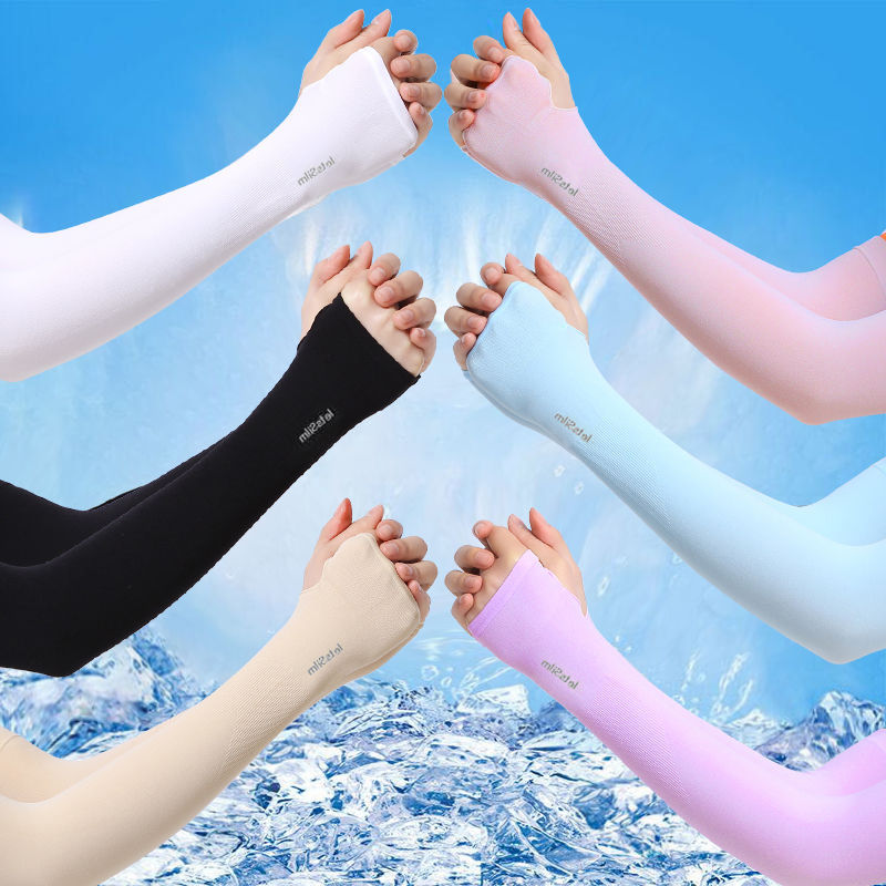 Picture of Ice Summer Sun Protection Sleeves for Women and Men, Hand Sleeves, Uv Ice Silk Arm Guards, Thin Gloves, Loose Sleeves for Driving and Cycling
