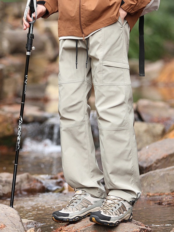 Men's Outdoor Windproof Waterproof Sports Mountaineering Field Hiking Straight Soft Shell Comfortable Soft Tooling Pants