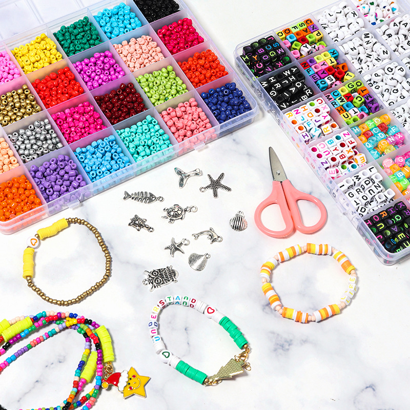 Picture of Amazon Hot Sale 24 Grid Multi Style Letter Beads Boxed Color Beads Handmade Set with Accessories diy Material