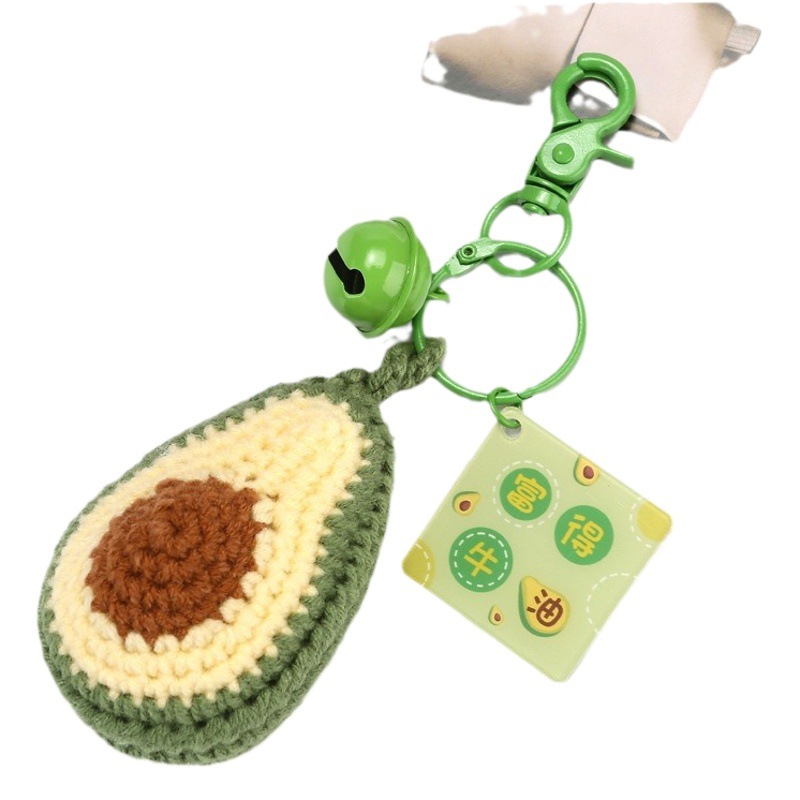 Wool knitted fruit keychain pendant avocado watermelon mango kiwi fruit hanging bag accessories gift
