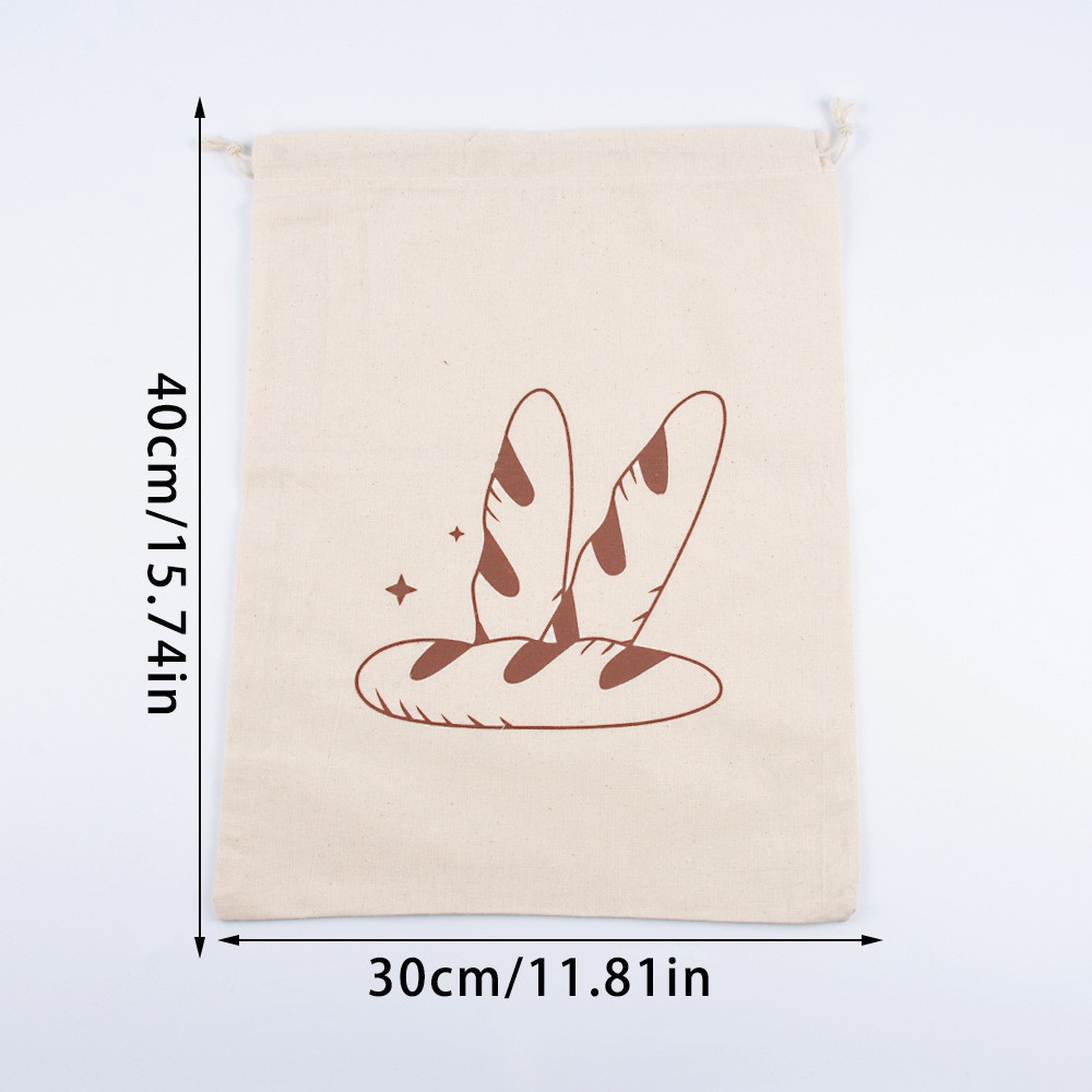 Wholesale Pure Cotton Drawstring Baguette Wheat Storage Bag Reusable Cotton Packaging Bag
