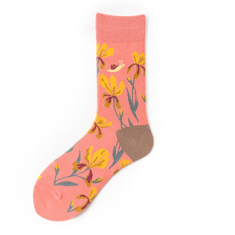 Picture of Vintage Floral Series Creative Pattern High Cotton Socks for Men and Women, Trendy Wholesale Fashion