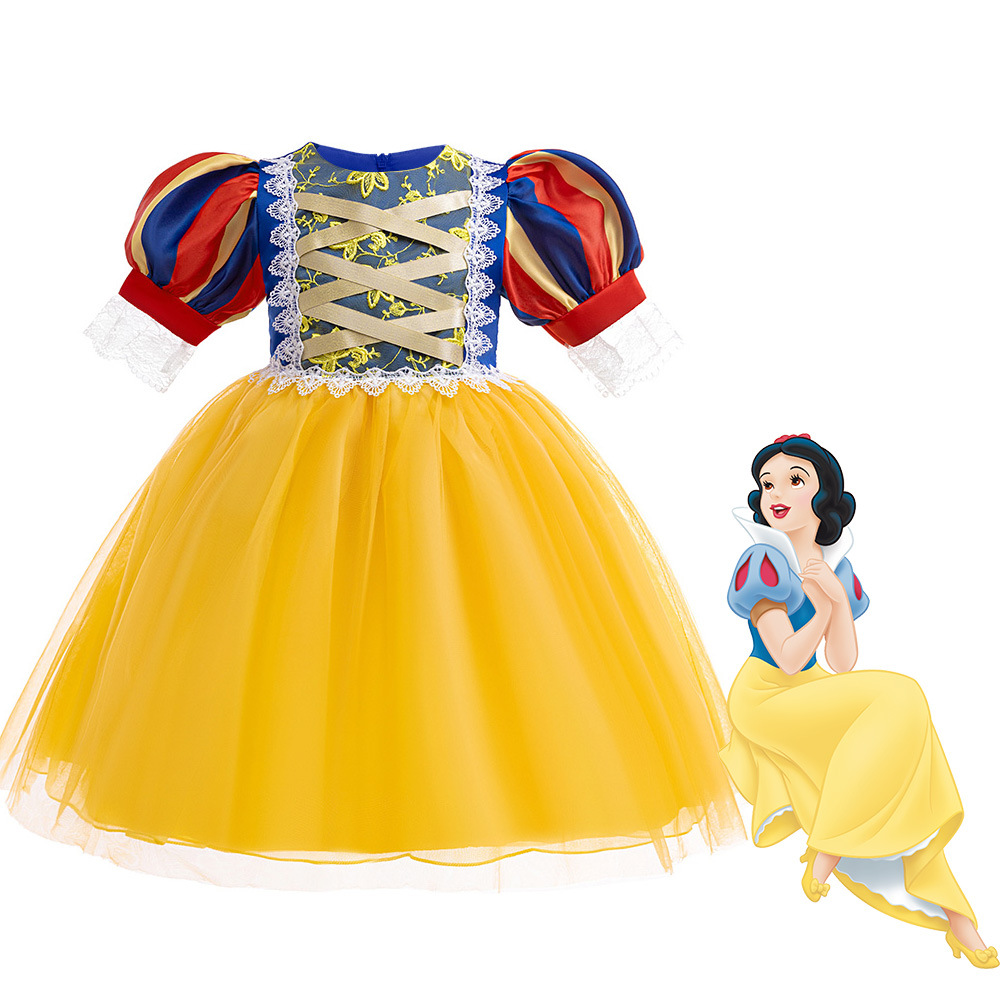 Picture of Halloween Dress up Snow White Bow Fluffy Dress Girls Performance Costume Cosplay Party Dress