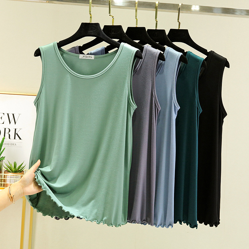 Modal Vest Women's Summer plus size Round Neck Thin Inner Sleeveless Sling Loose Fungus Base Shirt All-match Top
