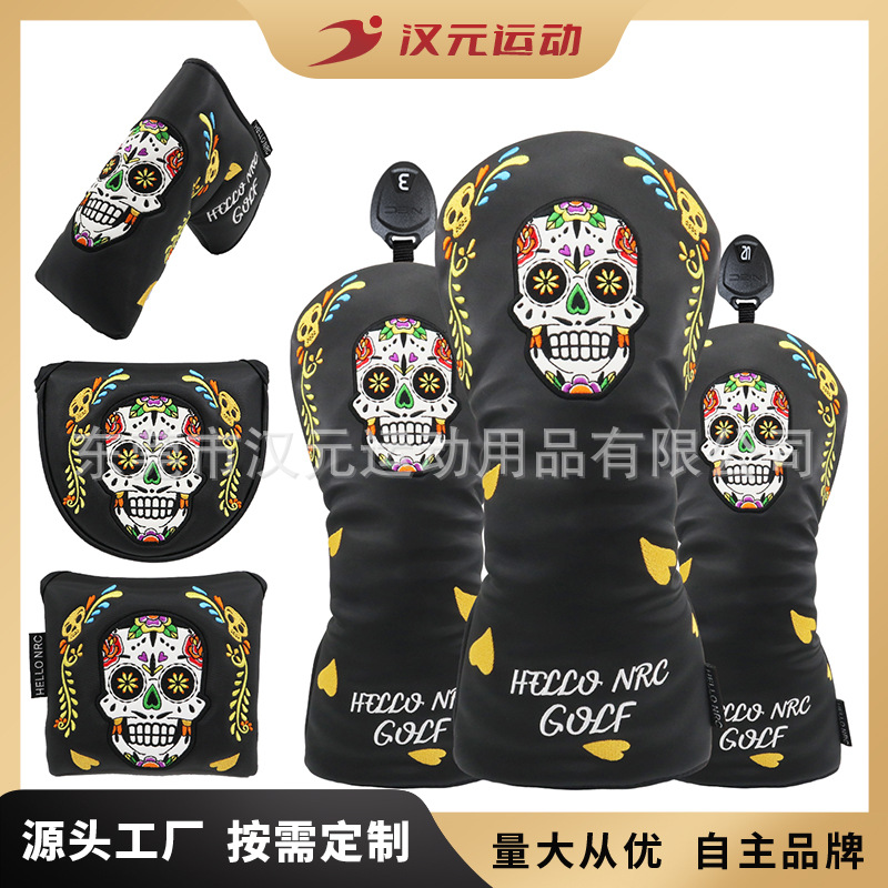 New manufacturers wholesale cross-border e-commerce golf club cover pole cover wooden pole suit skull push pole cover