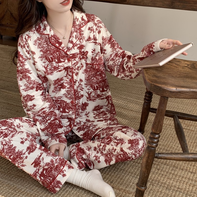 French style pajamas Women's Spring and Autumn long-sleeved trousers casual elegant high-grade home wear suit sweet cute rabbit