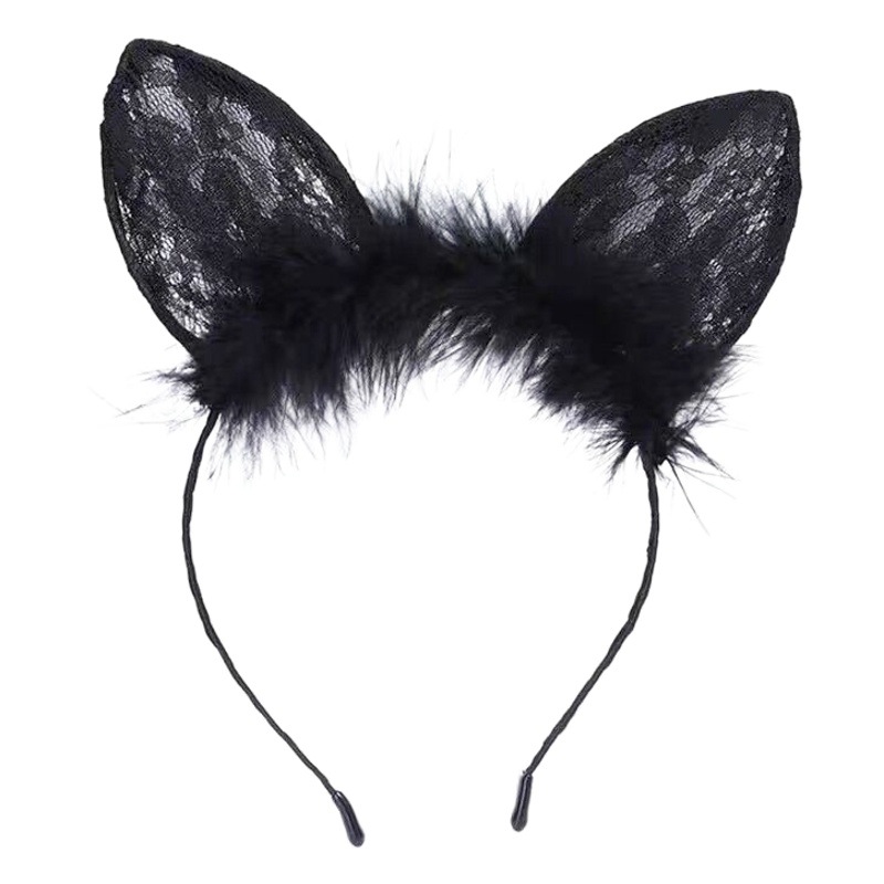 South Korea cute lace cat ear headband female Net red face wash hair pressing headband sexy rabbit ear cos makeup hair accessories