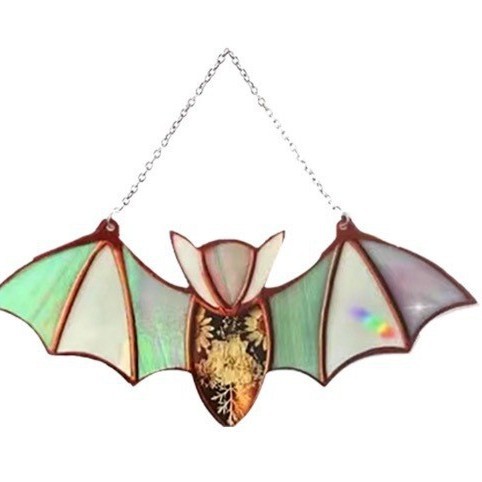 Picture of Halloween Decoration Hanging Acrylic Bat Window Wall Pendant Halloween Home Decoration Colorful Bat