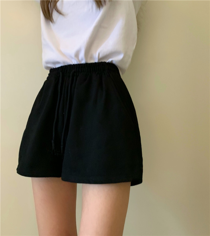 Picture of Loose casual sports pants ladies summer high waist slim straight pants 2022 new students wide leg short pants