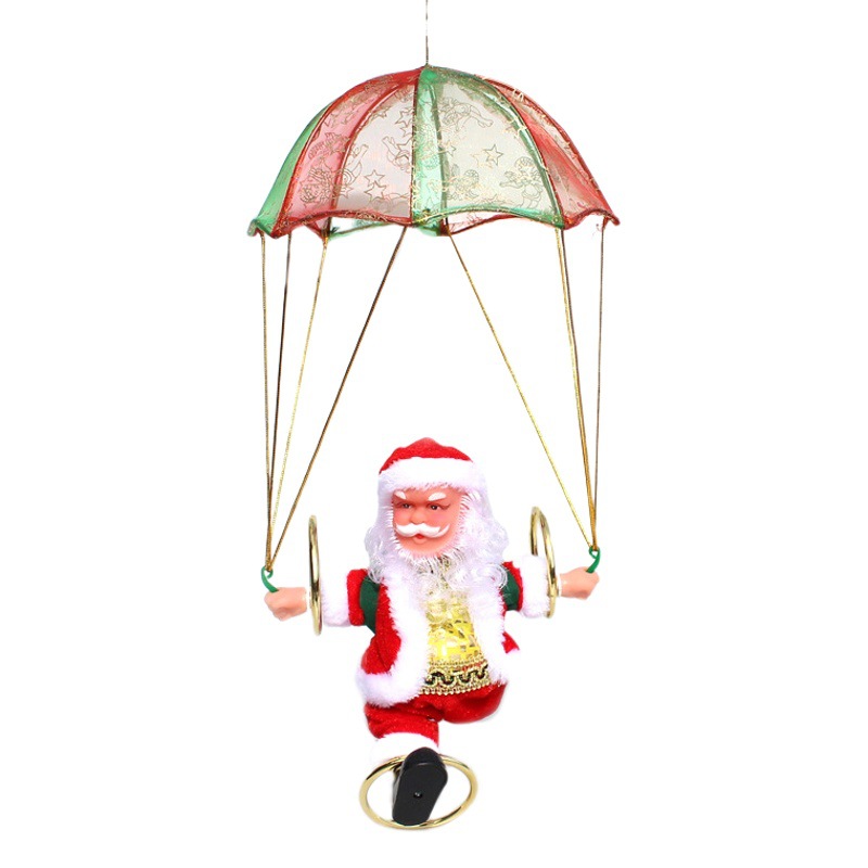 Cross-Border Parachute Somersault Electric Music Santa Claus Christmas Gift Gift Hanging Christmas Decorations