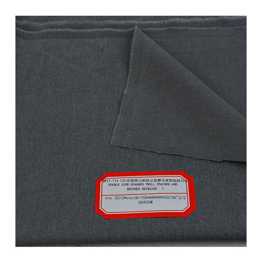 CVC sanding four-sided bullet twill suit cloth cotton polyester front sanding back velvet cotton polyester velvet double-sided bullet