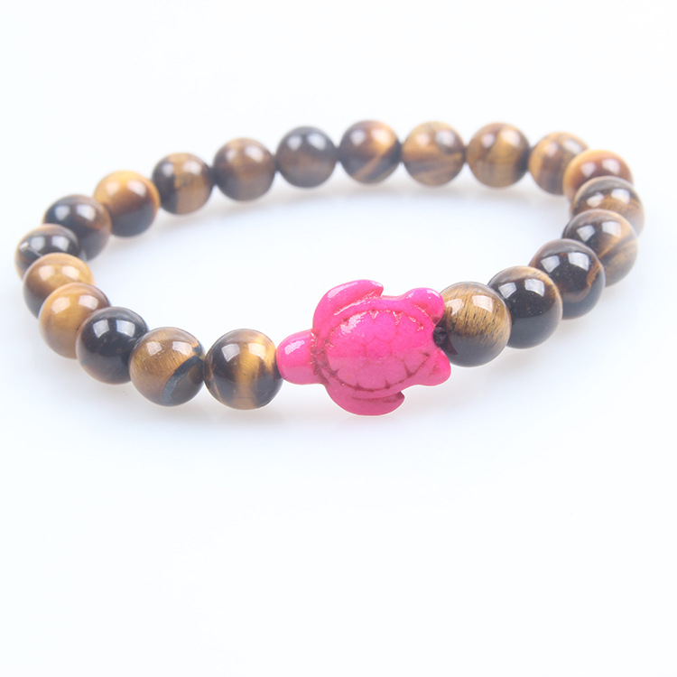 Picture of Zhou Lianfa 8MM Decorative Lava Volcanic Stone Beads Turquoise Cross Elastic Elastic Bracelet for Men and Women