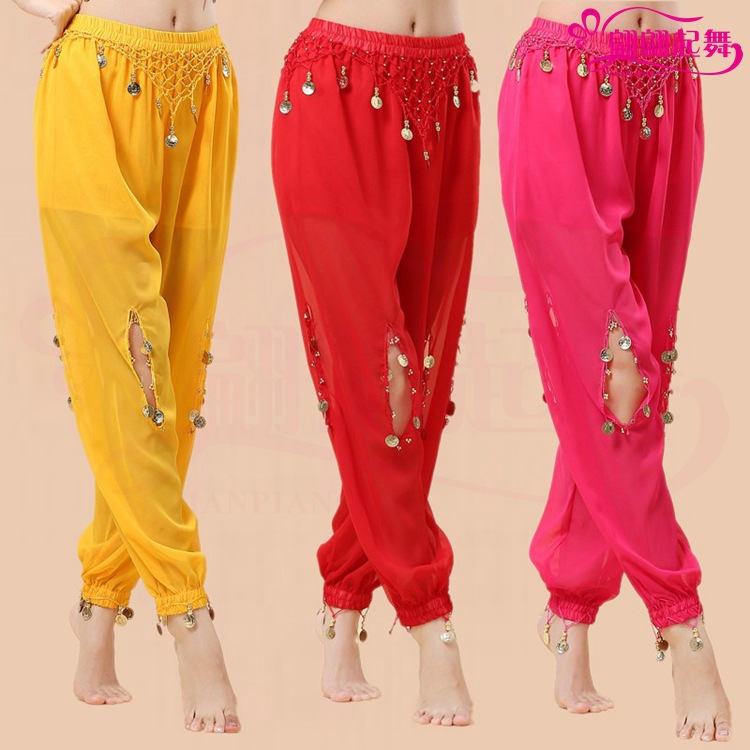Indian Dance Performance Suit Pants New Versatile Dance Pants Belly Dance Practice Clothes Lantern Hanging Coin Pants