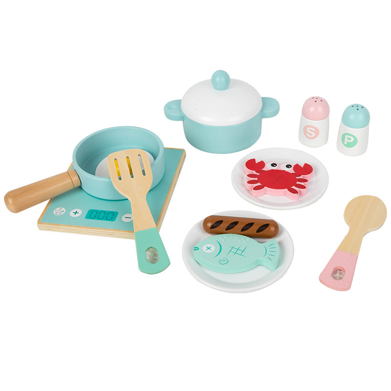 Picture of Cross-border New Products Wooden Children's Play-house Simulation Kitchen Toy Set Cooking Rice Cooking Kindergarten Interactive Toys