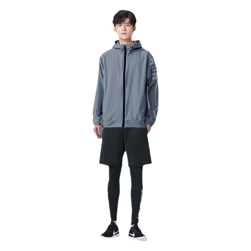 Sports trench coat men's windproof waterproof training autumn and winter running quick-drying breathable mountaineering clothing hooded jacket