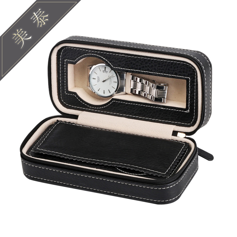 Zipper Bag Watch Box Wholesale Spot Portable Watch Storage Box Simulated Leather Bag Travel Accessories Carry-On Bag