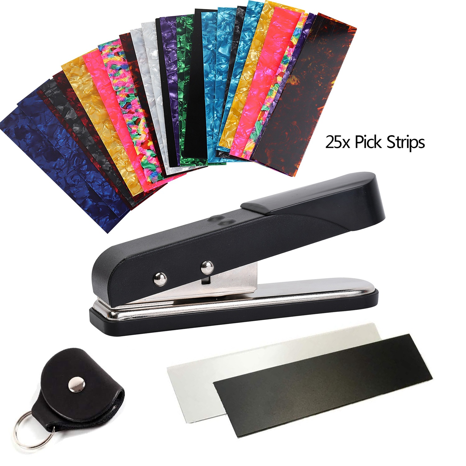 Picture of Guitar pick cutter guitar pick making kit hole punch +25 pieces pick strip + pick clip