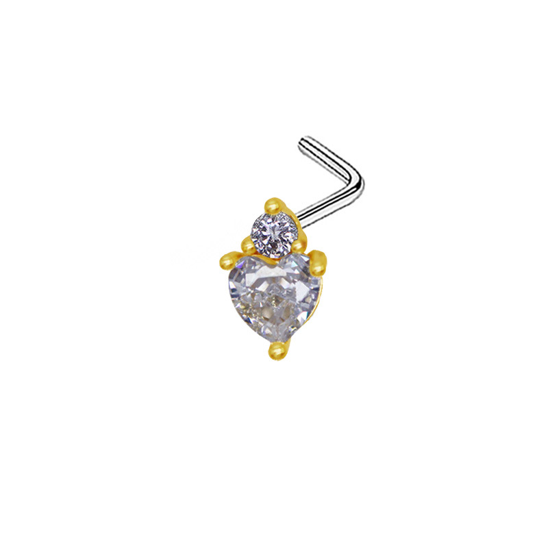 Picture of Gaibei Europe and the United States cross-border pearl heart-shaped nose nail heart-shaped wings bow l rod puncture nose nail puncture factory