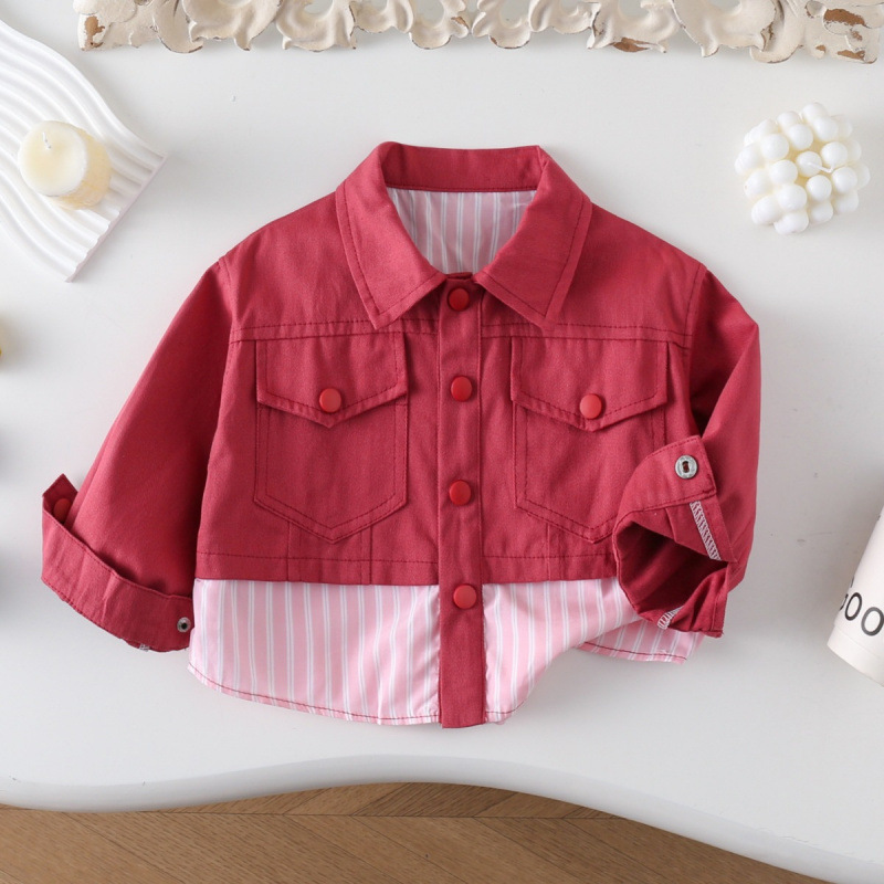 Picture of Girls' Coat Children's Shirt 2024 Spring Clothes for Baby Girls Spring and Autumn Korean Shirt Children's Thin Top Trendy
