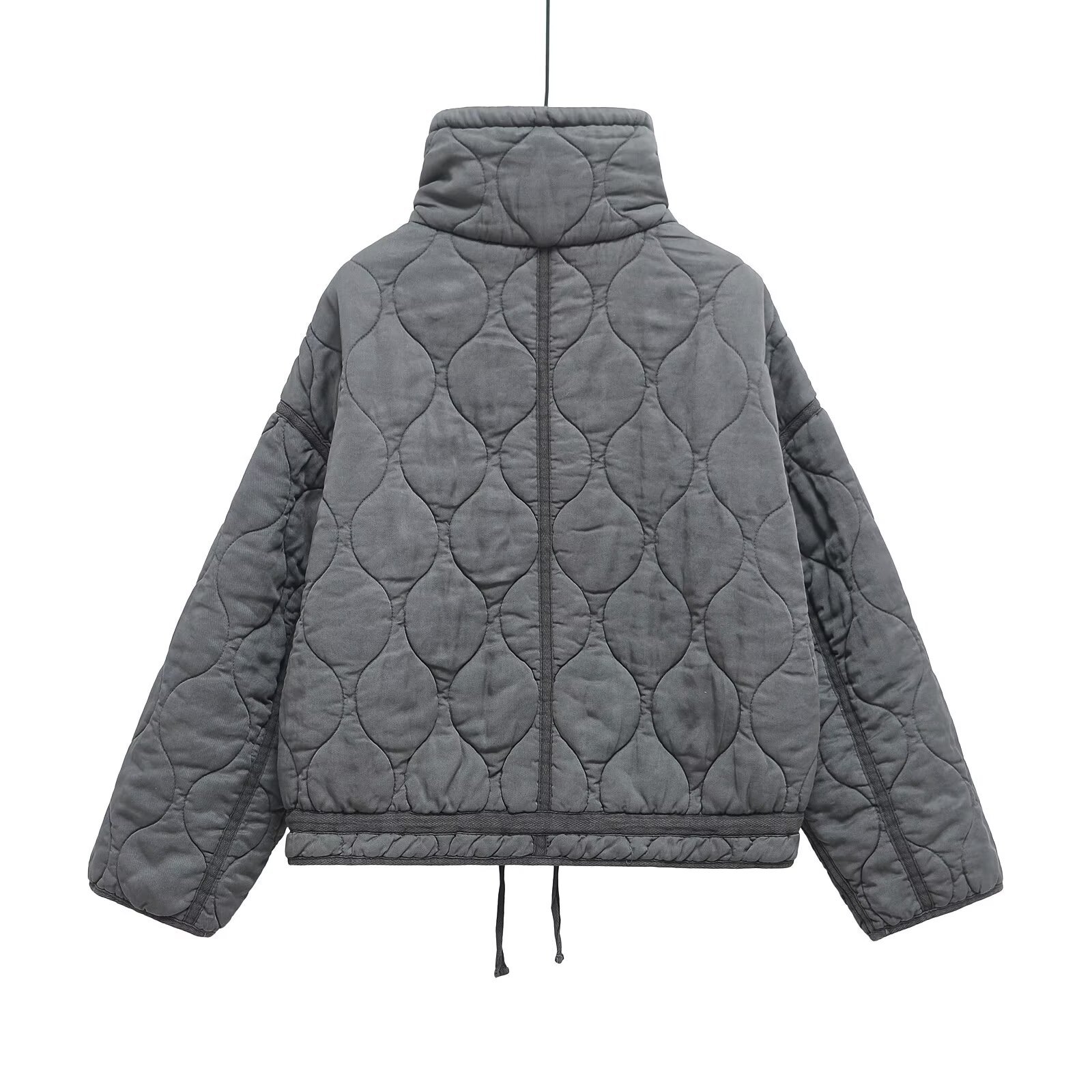 Picture of 2024 Winter New European and American Cross-border Women's Urban Leisure Quilted Cotton Tencel Washed Collar Loose Cotton Coat