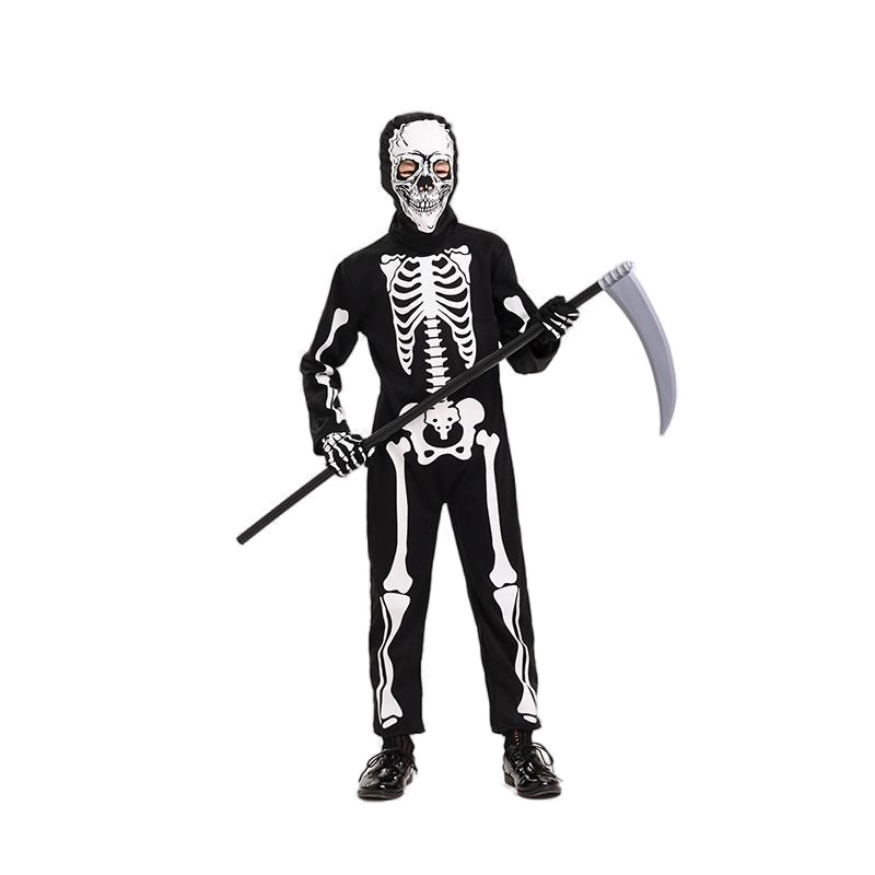 Picture of Halloween children's costumes, skeleton reaper and ghost children's character costumes, one-piece stage performance party costumes