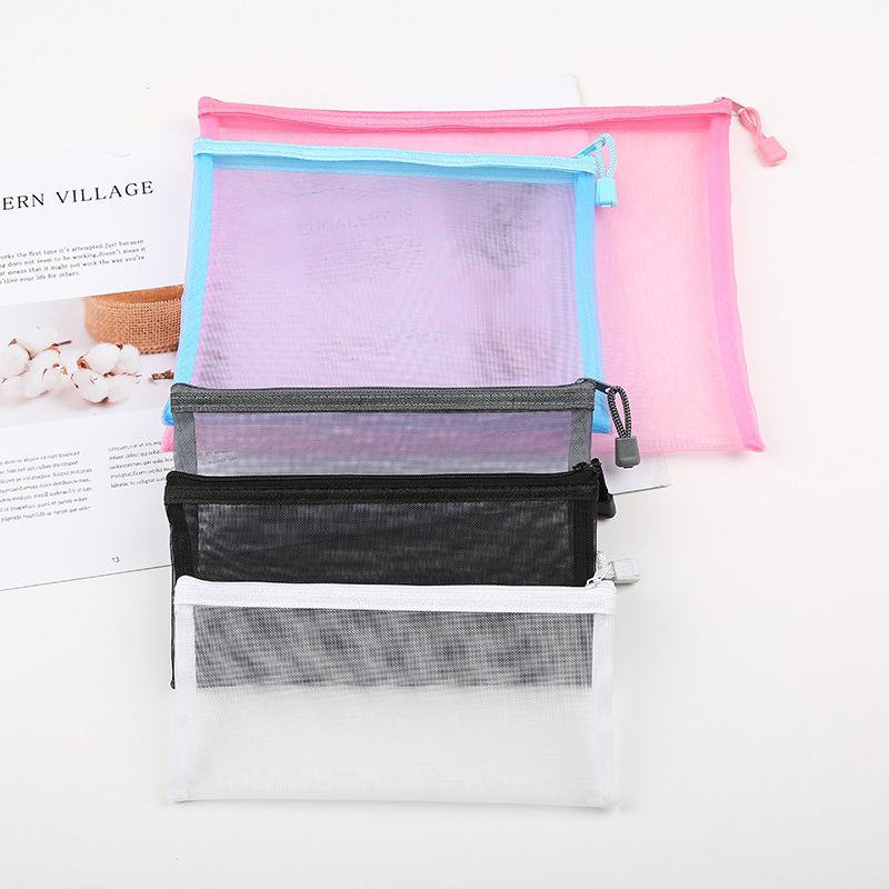 Picture of Mesh Toy Storage Transparent Zipper Bag Nylon Plus Upgrade Encryption Mesh Pencil Bag Student Examination Pencil Bag Makeup Wash