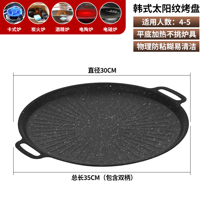 Picture of Outdoor Grill Pan with Maifan Stone Non-Stick Korean Barbecue Grill Pan Teppanyaki Outdoor Frying Pan Cassette Stove Camping Barbecue Grill Pan