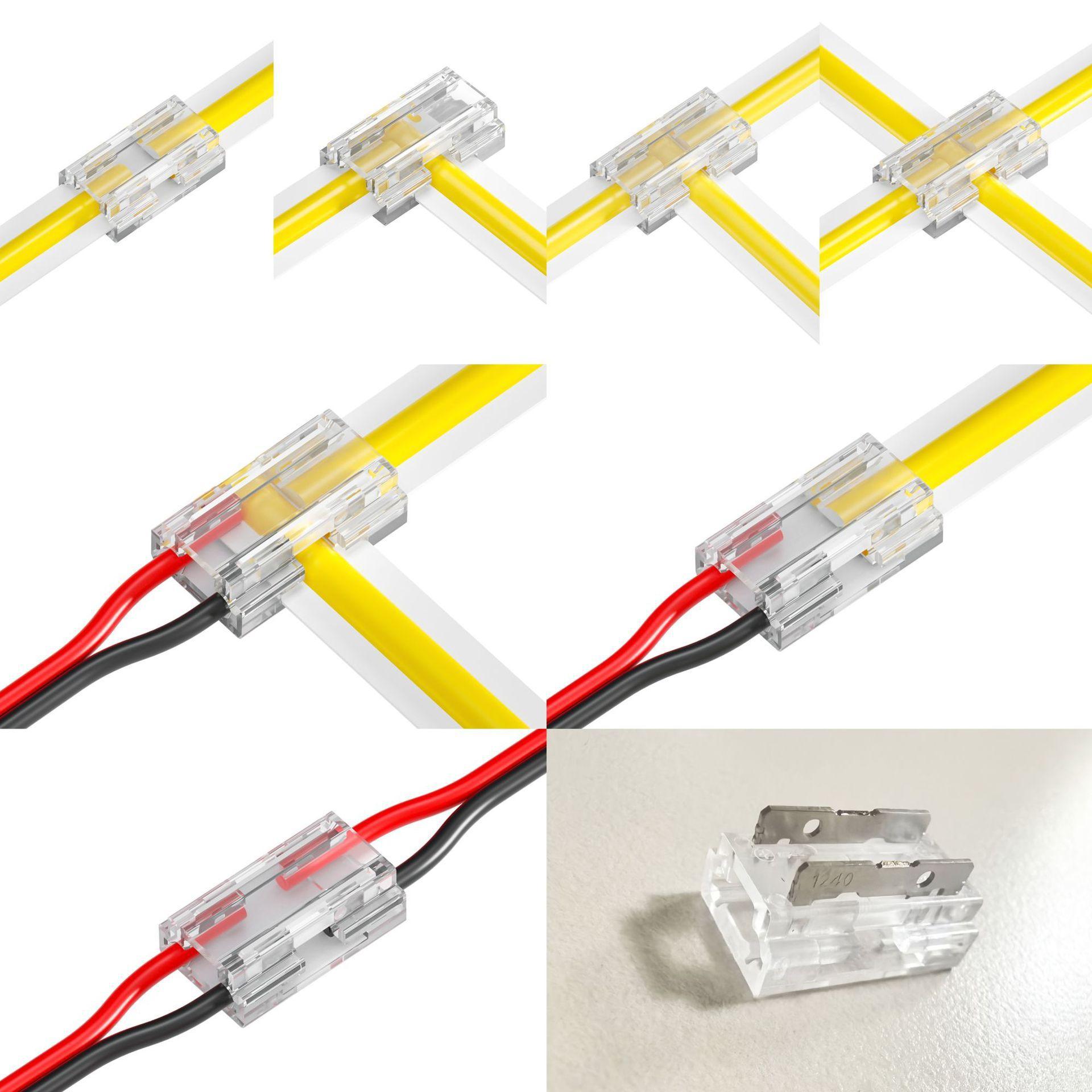COB light strip 8-in -1 crystal solder-free connector board-to-board/wire-to-board/wire-to-wire/LTX type one pass