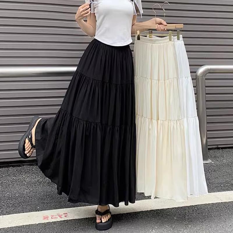 Designed High-Waisted Skirt for Women Summer 2025 New French Versatile Large Skirt A-Line Casual Long Skirt Ins