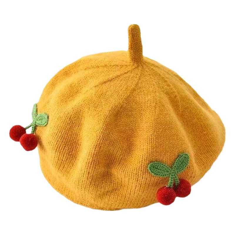 Baby hat autumn and winter Korean style contrast color boys and girls knitted pumpkin hat baby wool hat children beret tide