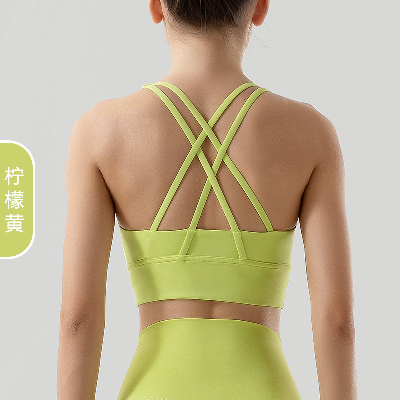 Picture of 2022 new double-sided brushed cross back sports underwear shockproof push up yoga sports bra fitness vest