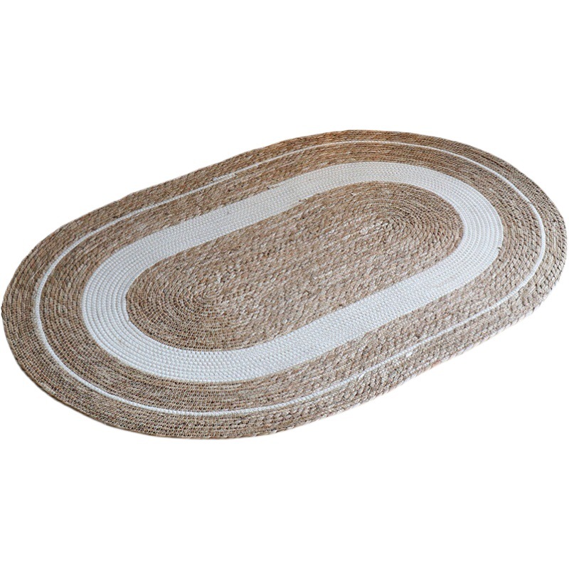 Rattan Cattail Straw Rope Oval Carpet Floor Mat Bedroom B&B Hotel Model Room Decorative Mat Wool Popular
