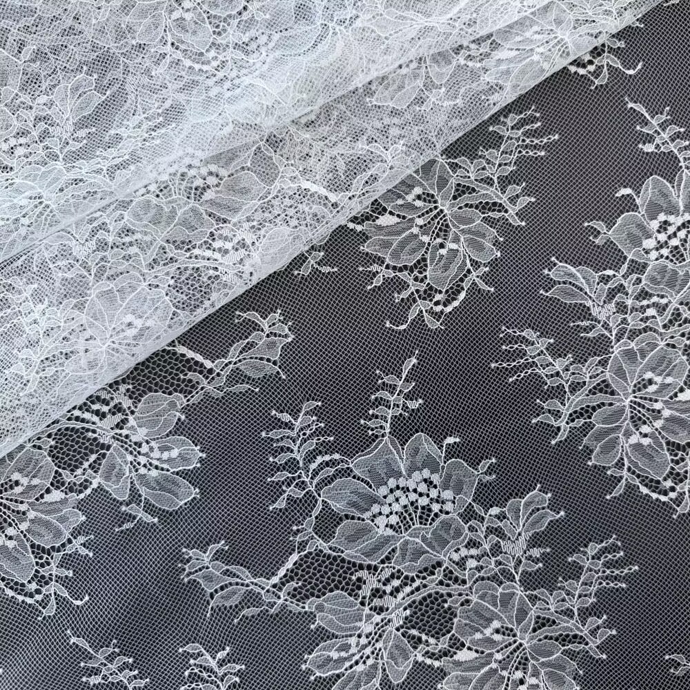 In-stock nylon non-stretch thread-cut floral lace fabric lingerie loungewear wedding dress lace A-line skirt