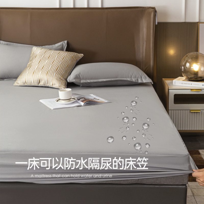 Solid Color Sanding Waterproof Bed Cover Urine Breathable Bed Cover TPU Dust-proof Non-slip Simmons Hotel Full Enclosure Bed Cover