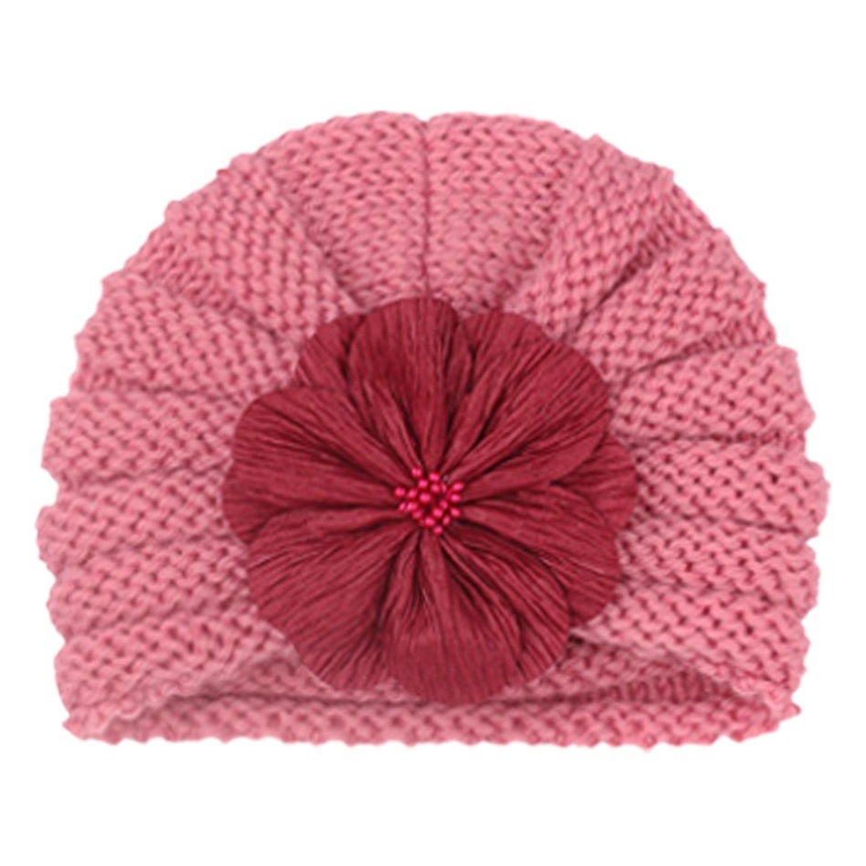 European and American New Style Woolen Baby Pullover Hat, Solid Color Flower Baby Hat, Autumn and Winter Warm and Comfortable Children's Knitted Hat
