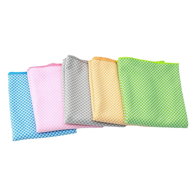 [Bamboo charcoal fiber] summer new checkered deodorant bamboo charcoal fiber sports ice towel sweat absorbent cooling ice towel