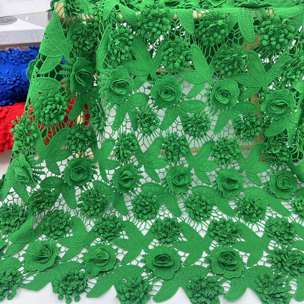 Picture of Water soluble milk silk embroidery lace fabric milk silk heavy industry three-dimensional embroidery water soluble clothing dress embroidery fabric