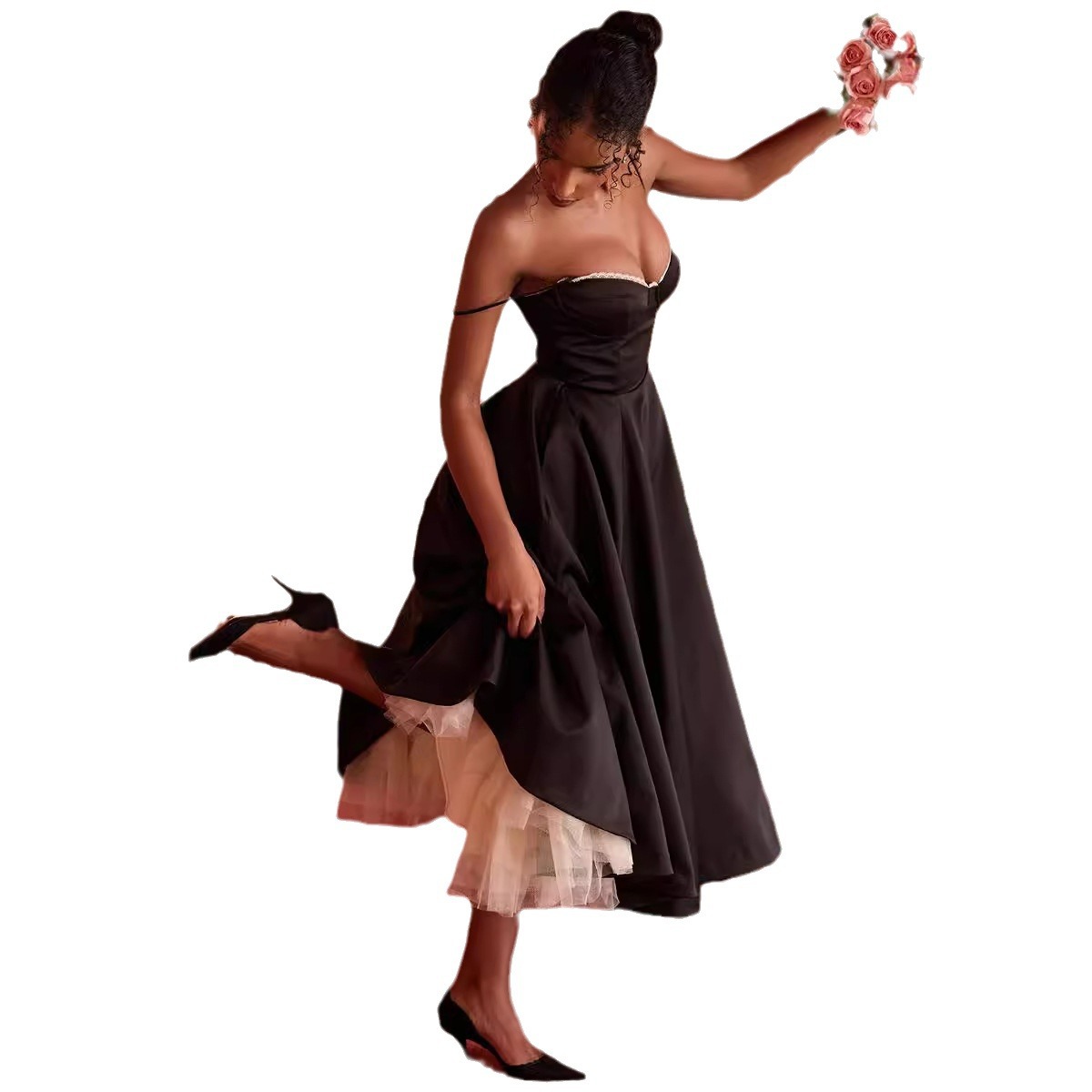 Picture of European and American sexy women's cross-border Amazon new strap V-neck sleeveless dress pettiskirt long skirt