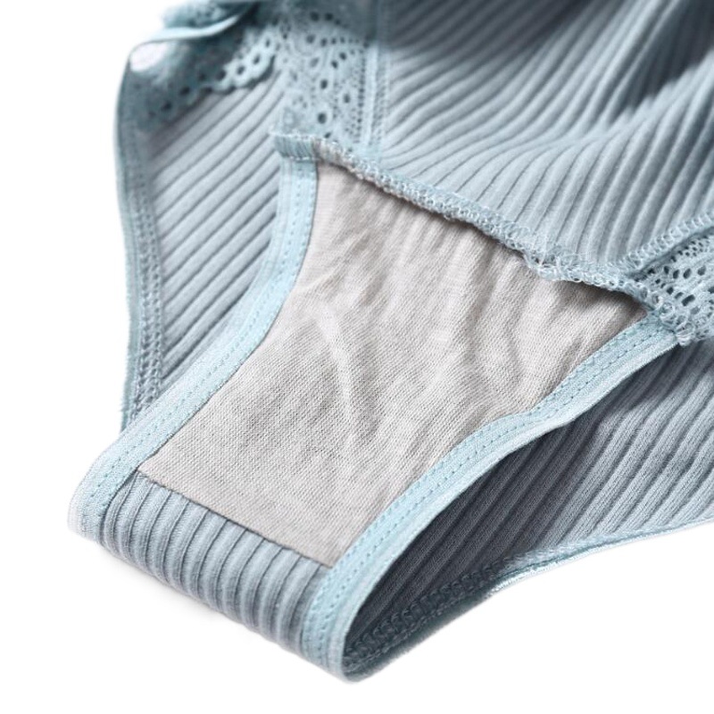 AliExpress youth underwear women's striped student cotton lace briefs mid-waist solid color women's underwear