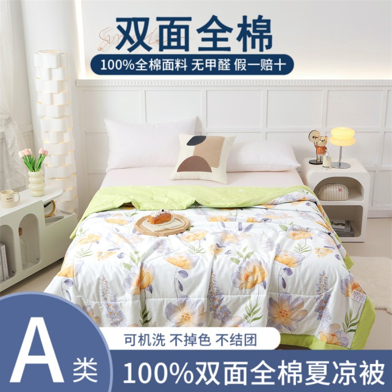 Picture of Class A double-sided cotton summer quilt air conditioning quilt 100 cotton summer quilt single-pair machine washable summer thin quilt wholesale