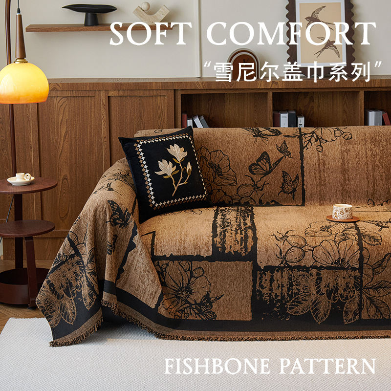 New Antique Sofa Towel Chenille Sofa Cover Cloth All-inclusive Four Seasons Universal Retro Sofa Cover Sofa Cushion