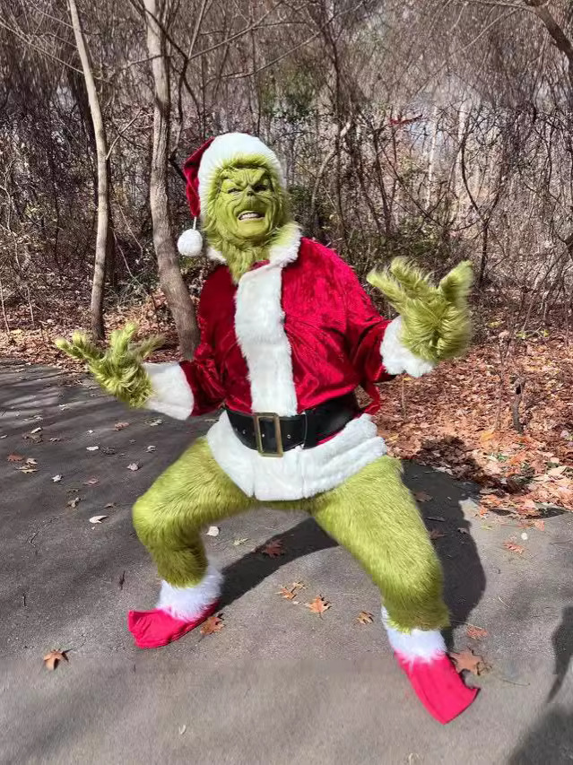 20.24 million Holy Festival Explosions Green Hair Monster Grinch cos Suit Santa Claus with Wool Pants suit Play Costume Batch