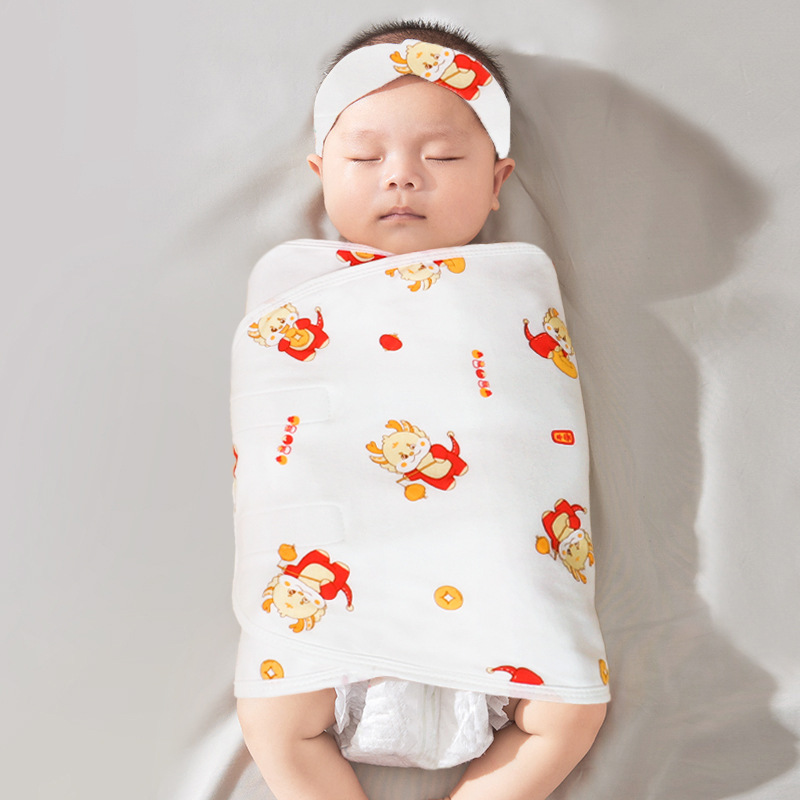 Picture of Baby Anti-Scare Sleeping Bag Spring Autumn and Winter Pure Cotton Newborn Baby Swaddling Towel Wrapping Towel Anti-Scare Sleeping Bag Artifact
