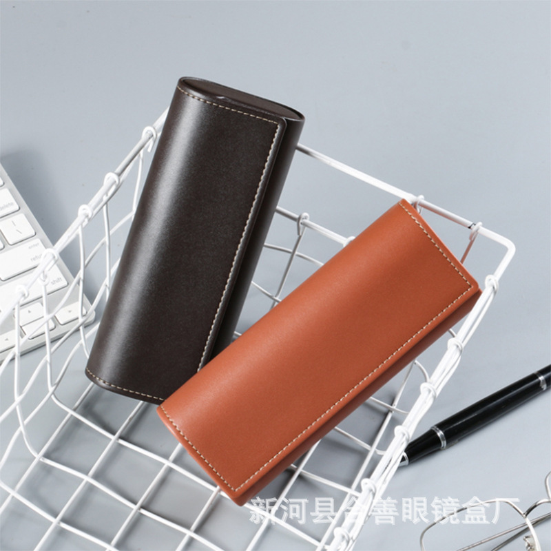 Picture of Girls' Glasses Case Portable Simple Leather Anti-pressure Retro Myopic Eyes Box Sunglasses Box Male LOGO Printing