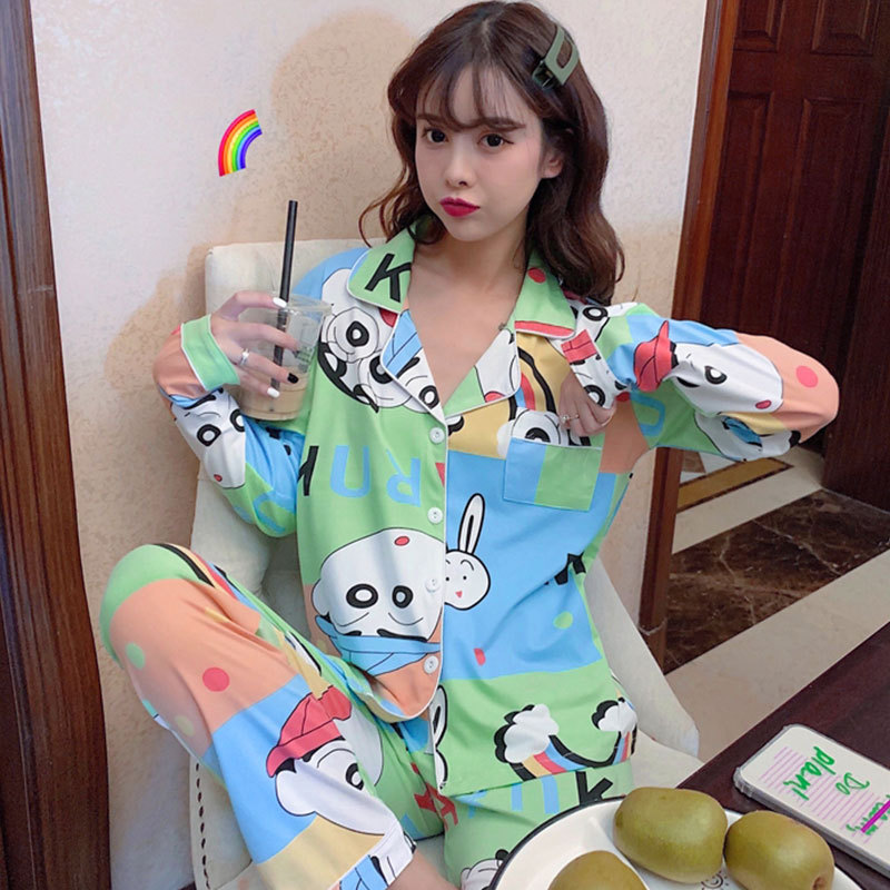 Picture of Japanese Pajamas Women's Spring and Autumn Long Sleeve Cardigan Cute Printed Radish Student Home Clothes suit Cross-border Southeast Asia