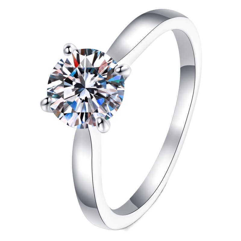Picture of SOURCE manufacturer closed-mouth classic four-claw moissanite diamond ring S925 sterling silver diamond micro-inlaid European and American ring