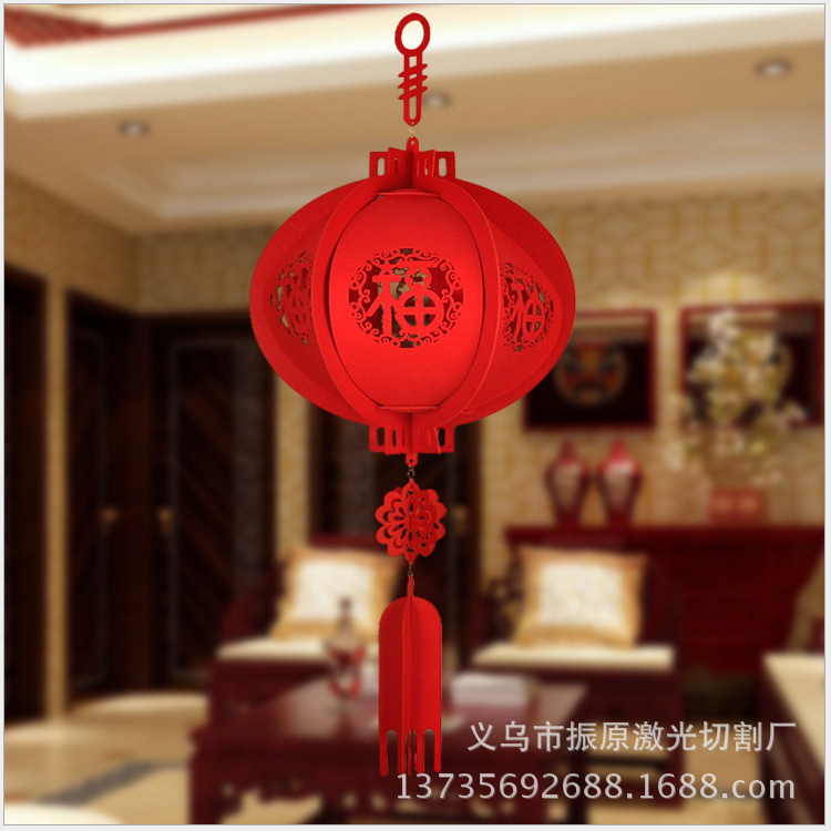 Picture of 2025 New Year Lanterns, Spring Festival Layout Lanterns, Blessing Lanterns, Felt Pendants, Decorative Palace Lanterns, Blessing Characters, New Year Supplies
