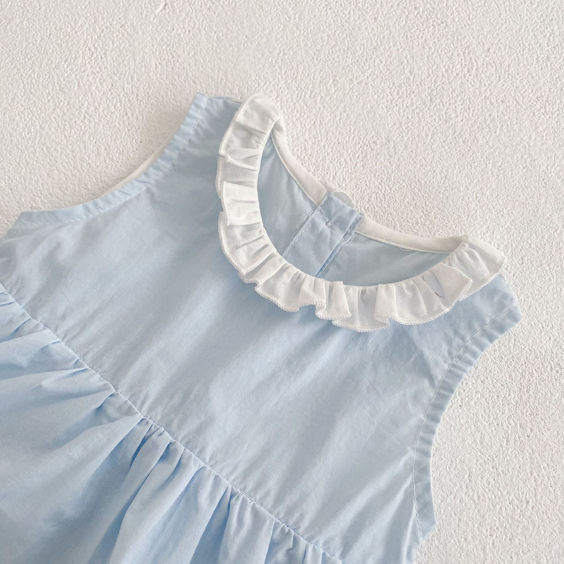 Picture of 2025 Summer Style Infants and Young Kidsren Cotton Splicing Heart Breathable One-Piece Clothes for Baby Girls One-Piece Romper